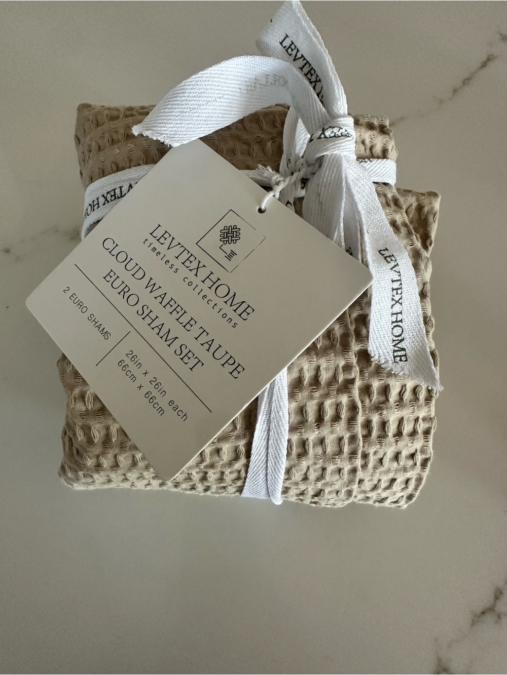 NWT 2 Waffle Weave Euro Sham Pillowcases – Taupe - Picture 2 of 4